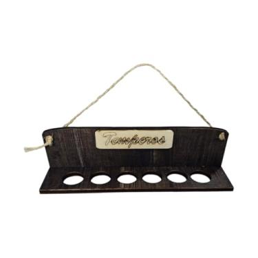 Imagem de Porta Temperos De Mesa Cozinha Organizada Madeira Organização Suporte Condimentos Giratória Parede (PORTA TEMPEROS PARA PAREDE)