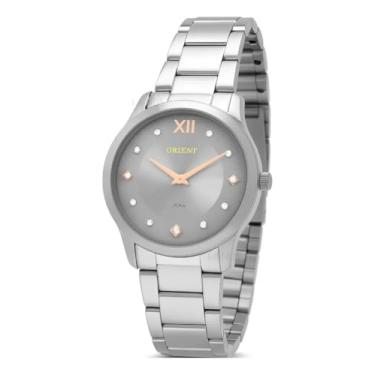 Imagem de Relógio Orient De Pulso Feminino Eternal Analógico Orient Original Prateado Cinza Aço Inox Elegante Visor com Pedras Cravejadas