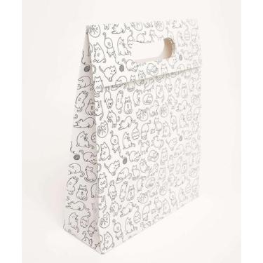 Imagem de Embalagem Presente Sacola Estampa Gatos Marisa-74112, UN, Branco