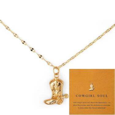 Imagem de Colar Bota para Mulheres, Colar Pingente Delicado Dourado com Cartão Joia Amizade e Sorte para Ela Presente de Amizade