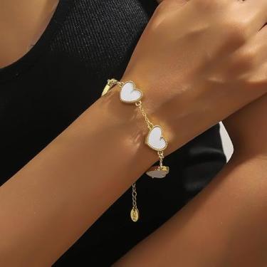 Imagem de Pulseira de coração para mulheres, pingente ajustável, dourado, joias de dia dos namorados, presentes de amizade para mulheres, presentes de Natal, dia dos namorados, Medium, Latão, Sem Pedra Preciosa