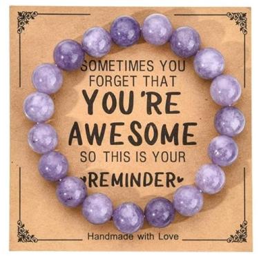 Imagem de Pulseiras de contas presentes para mulheres e homens, pulseira elástica de pedra natural feita à mão, pulseiras de amizade para casais, One Size, Vidro, Sem Pedra Preciosa