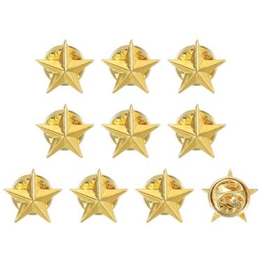 Imagem de uxcell 10 peças de alfinetes de lapela estrela, 1,5 cm, distintivo de estrela para homens, mulheres, mochilas, chapéus, jaquetas, acessórios de fantasia, decorações de festa de celebração, presentes