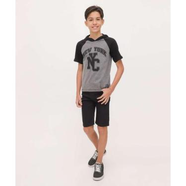 Imagem de Bermuda Juvenil Sarja Bolsos Tam 10 a 16-49823 - BNB JEANS, 14, Preto