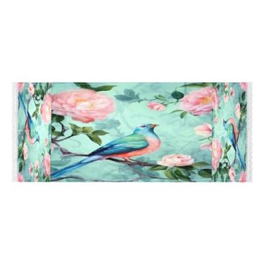 Imagem de Wassud Bird on Rose Branch Capas de lavadora e secadora, protetor de lavadora com sacos de armazenamento, capa de geladeira à prova de poeira com bolsos para lavanderia doméstica, cozinha, 120 x 55 cm