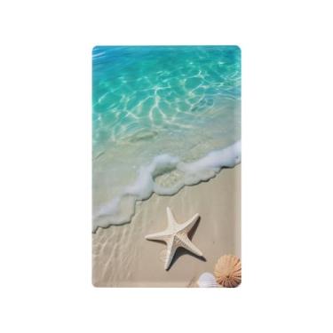 Imagem de Wassud Placa de cobertura de interruptor de luz, capas de tomada decorativas, placa de parede para tomadas elétricas, água turquesa com estrela-do-mar, tampas de tomada única