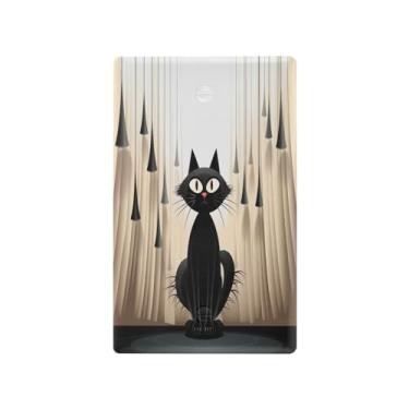 Imagem de Wassud Placa de cobertura de interruptor de luz de gato preto, 1 capa de tomada em branco placa de parede decorativa decoração de casa sala de estar quarto