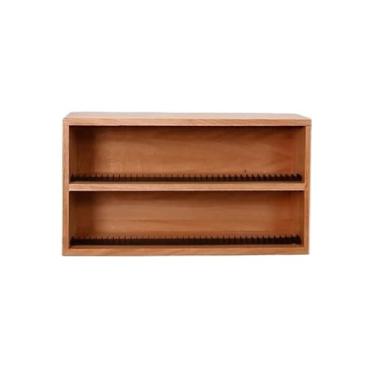 Imagem de Suporte para armazenamento de CDs Expositor de CDs mesa dois andares em madeira