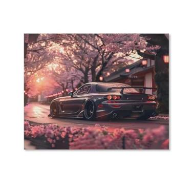 Imagem de HouLaiZhe Jdm Modificado Carro Rx7 Flores de cerejeira Pôsteres Pôr do Sol Tela Estética Decoração de Quarto Pintura de Parede Impressões Galeria Sala Decoração de Parede para Quarto Sala de Estar