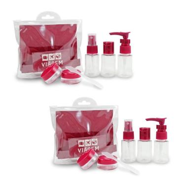 Imagem de 2 Kit De Frascos P/ Viagem De 7 Peças - Jacki Design Vinho