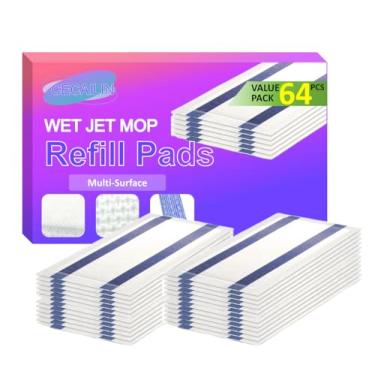 Imagem de Almofadas de refil de esfregão a jato úmido 64x. Almofada de esfregão seca e úmida. Microfibra. Espessada e absorvente. Almofadas de esfregão úmidas com várias superfícies. Suprimentos de limpeza de