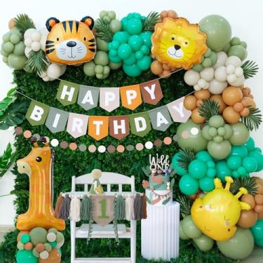 Imagem de Ereniko Wild One Birthday Decorations For Boys Balloons Arch Kit Jungle Theme 1st Party Banner First Safari Themes Zoo One Year Old Baby Boy