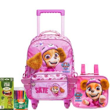 Imagem de Kit Mochila Escolar Rodinha Paw Patrol Skye Menina Oficial - Xeryus