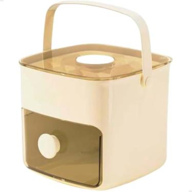 Imagem de Forma de Gelo Silicone，Forma de Gelo com Tampa，Dispenser De Gelo Bandeja Caixa 48 Cubos Com Gaveta Botão Solta Gelo E Pegador Luxo