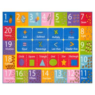 Imagem de STARUIA Tapete infantil colorido para sala de jogos, tapete lavável com formas de símbolos matemáticos, tapete educativo macio antiderrapante para quarto de bebê (1,80 m x 1,62 m)