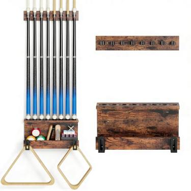 Imagem de WeGXY Suporte de parede para bastão de piscina, suporte de taco de sinuca, acessórios de mesa de sinuca, acessórios de bilhar, rack de armazenamento de 6 tacos de sinuca, organizador de equipamentos