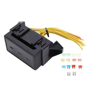 Imagem de Fafeicy Bloco de Fusíveis de 14 Vias, Pré-cabeado Com 14 Fusíveis de Lâmina ATC ATO para Iate de Barco de Carro Latão ABS Seguro e Eficiente, para Gerenciamento de Circuito Organizado