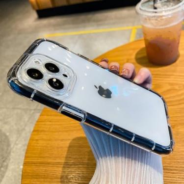 Imagem de HTVJFX Capa protetora transparente de luxo à prova de choque para iPhone 16 Pro Max (para iPhone 16 Pro Max/preta)
