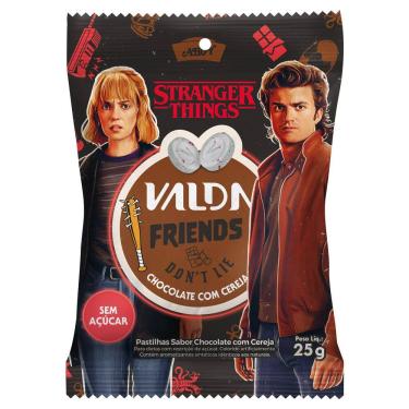 Imagem de Pastilhas Valda Friends Dont`t Lie Stranger Things Chocolate com Cereja Sem Açúcar 25g