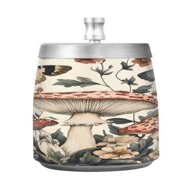 Imagem de JUZIHAI Cinzeiro de cogumelos com tampa, cinzeiro de aço inoxidável inodoro à prova de vento cinzeiro sem fumaça para escritório em casa, pátio, varanda, cigarro