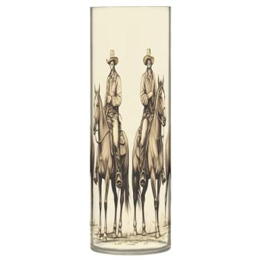 Imagem de JUZIHAI Vaso de cavalo caubói para flores 9,9 cm x 30 cm cilindro de plástico moderno vaso de flores para centro de mesa de casamento decoração de casa