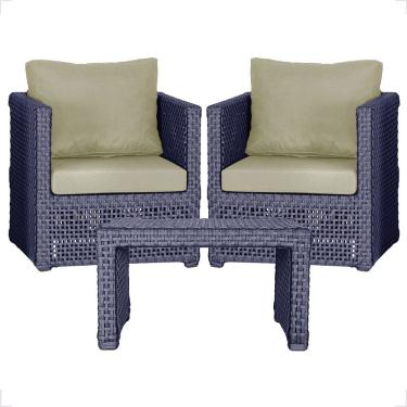 Imagem de Mesa E 2 Poltronas Madri Corda Náutica Estofado 7 Trama Azul