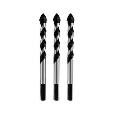 Imagem de Kit 3 Broca 8mm Multiuso Multimaterial Fura Tudo Vidro Porcelanato Cerâmica Madeira Concreto Multifuncional