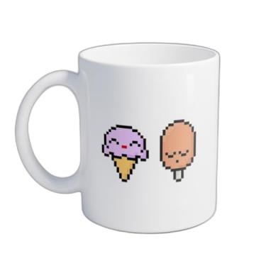 Imagem de Caneca Xícara de Café Porcelana 300ml Design Casquinha de Sorvete Kawaii