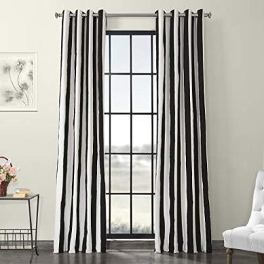 Imagem de HPD Half Price Drapes PRTW-D17-108-GR Cortina de algodão estampada com ilhós (1 painel), 127 x 273 cm, Cabana Preta