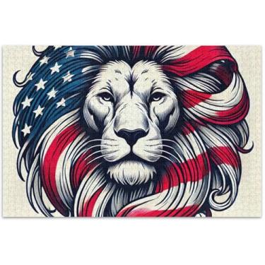 Imagem de Quebra-cabeças com estampa de leão dos EUA para adultos, 500 peças, presentes para amantes da família, natureza, flores, estampa animal, 51 x 35 cm