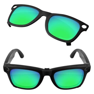 Imagem de Firtox Clipes polarizados para Ray-Ban Meta Wayfarer RW4006 (tamanho M 50-22), proteja seus olhos para homens e mulheres - moldura preta - verde