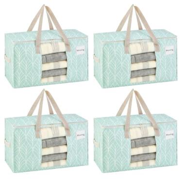 Imagem de VENO Pacote com 4 sacos de mudança, caixas de armazenamento com tampas, materiais de embalagem para faculdade, alternativas para caixas de mudança, dobrável, bolsa resistente (Evergreen, pacote com 4)