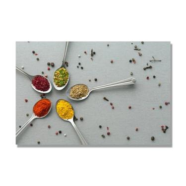 Imagem de NHLDZYH Tela decorativa cozinha, arte vintage especiarias coloridas, arte de parede quadros para sala de estar quarto cozinha. C48. 40 x 60 cm. Apenas tela
