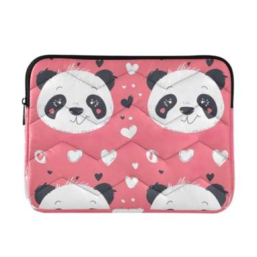 Imagem de Capa de laptop leve e fina com coração de panda fofo, capa de transporte durável para tablet de viagem de trabalho, bolsa de computador para homens, de 13 a 14 polegadas