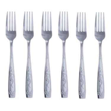 Imagem de Kit Talheres Garfos Aço Inox Mesa De Jantar Almoço Mesa Posta Decorada Comida Cozinha 6 Unidades