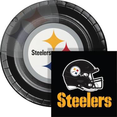 Imagem de Trendware Kit de prato e guardanapo de papel Pittsburgh Steelers, 72 unidades
