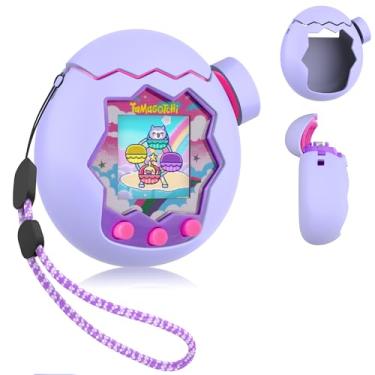 Imagem de FIOPAZ Capa de silicone 3 em 1 para Tamagotchi Paradise, proteção total contra quedas para acessórios Tamagotchi Paradise com estojo e capa superior, tampa de botão e cordão, conecte sem remoção (roxo