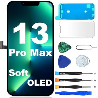 Imagem de MP+ Substituição de tela OLED macia para iPhone 13 Pro Max, [ID facial] [COF] Montagem digitalizador de tela sensível ao toque 3D com fita adesiva à prova d'água e kit de ferramentas de reparo