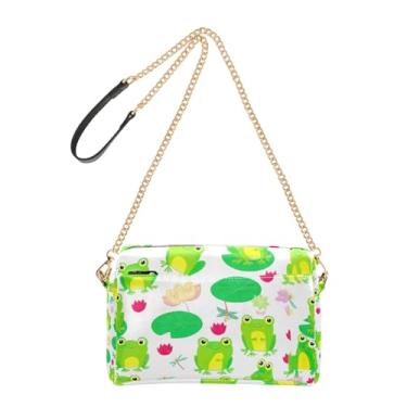 Imagem de Joitme Bolsa tiracolo feminina alegre fofa sapos verdes bolsa de celular alça de couro PU bolsa de ombro