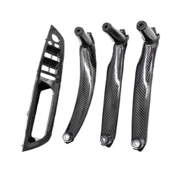Imagem de Lhd rhd 4 peças conjunto kit de maçaneta de porta interior peças de reposição compatíveis para bmw x5 x6 e70 e71 2007-2013(LHD Set Carbon Fiber)