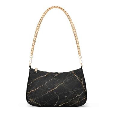 Imagem de Bolsa de ombro clássica elegante de mármore preto, bolsa feminina Hobo Tote com grande capacidade, bolsa versátil para uso diário ou noite