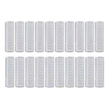 Imagem de Kit com 20 Unidades Luminária de Emergência Segurimax 30 LEDs, Plástico ABS, Super Slim, Uso Interno, Bateria/Elétrica, Bivolt