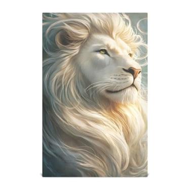 Imagem de Joisal Lindo conjunto de toalhas de mão de chá branco juba de leão bonito conjunto de toalhas de prato decoração de cozinha panos absorventes de secagem rápida 45 x 71 cm, 1 pacote