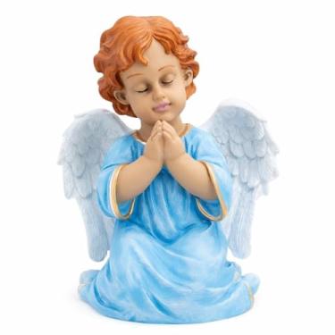 Imagem de Anjo Menino Rezando Anjinho Da Guarda 24cm Em Resina (Azul)