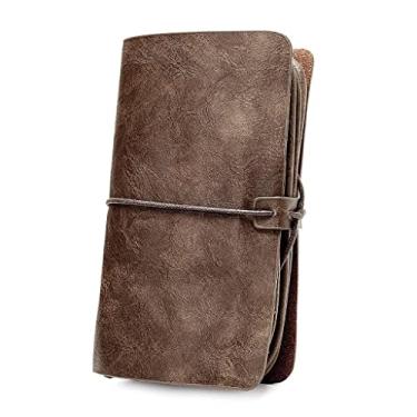 Imagem de Carteira masculina vintage multifuncional casual porta-cartões bolsa de telefone sólida bolsa de mão carteira longa para negócios ao ar livre (cor: tamanho A: tamanho único)