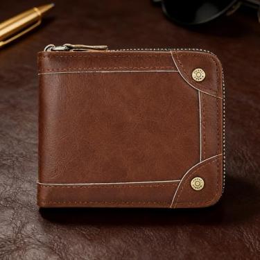 Imagem de Carteira masculina clássica marrom escuro grande capacidade de encaixe cor sólida couro PU leve, marrom escuro clássico, design de grande capacidade com encaixe, couro PU de cor sólida
