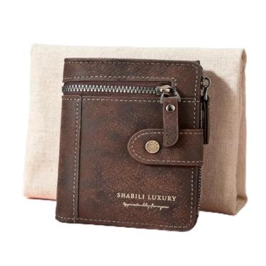 Imagem de Carteira masculina executiva marrom escuro longa cor sólida couro macio fácil de carregar, design longo marrom escuro com fecho magnético, couro macio de cor sólida, fácil de transportar