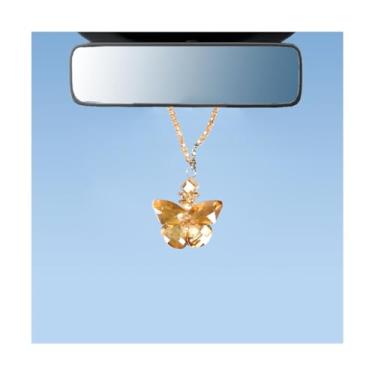 Imagem de FALVFUN Pingente de cristal brilhante para pendurar no carro, enfeite de espelho retrovisor de veículo de vidro com strass, decoração estética de interior automotivo para mulheres e meninas, universal