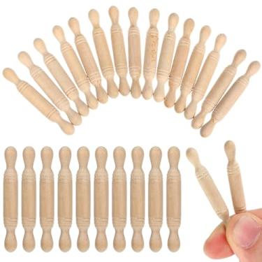 Imagem de DOITOOL Mini rolos de massa para artesanato: 30 peças de rolos pequenos de madeira, modelos de rolo de massa pequena para assar, arte e artesanato, acessórios para casa de bonecas Kichen - 3,97 cm
