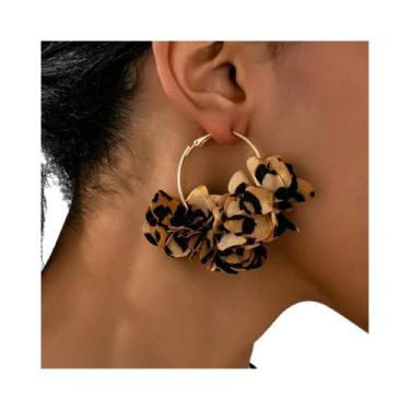 Imagem de Brincos De Argola Elegantes Em Tecido Floral Para Mulheres, Moda Para 